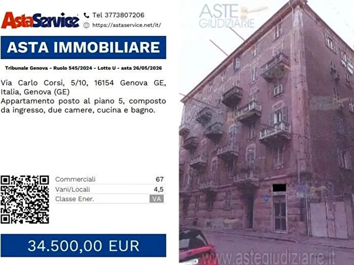 Appartamento quadrilocale in vendita in Via Carlo Corsi, Genova