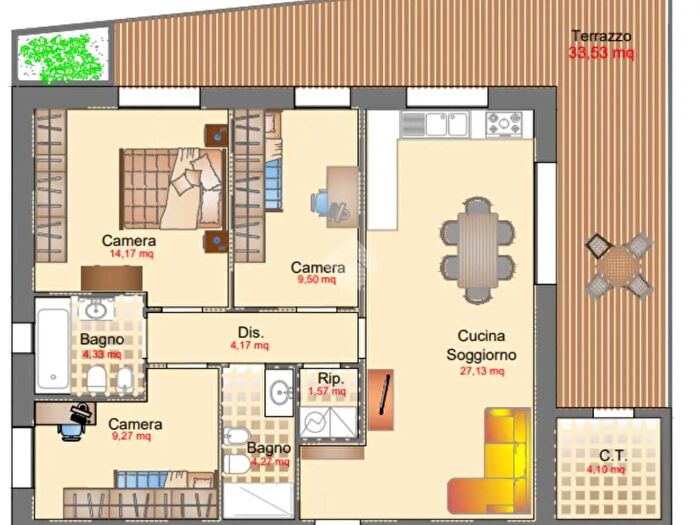 Appartamento quadrilocale in vendita in Piazzetta Giuseppe Dossi, Rimini