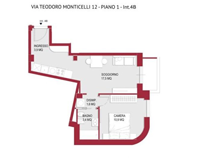 Appartamento bilocale in vendita in Via Teodoro Monticelli, Roma