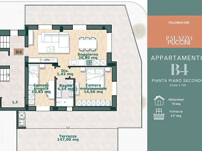 Appartamento trilocale in vendita in Via Puccini, Follonica