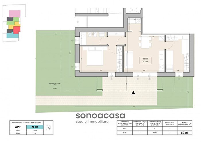 Appartamento trilocale in vendita in Via Litoranea, Mondolfo