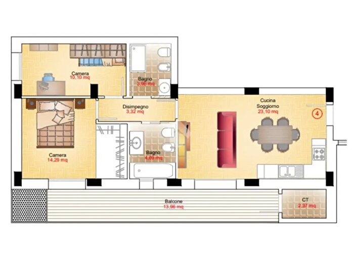 Appartamento trilocale in vendita in Piazzetta Giuseppe Dossi, Rimini
