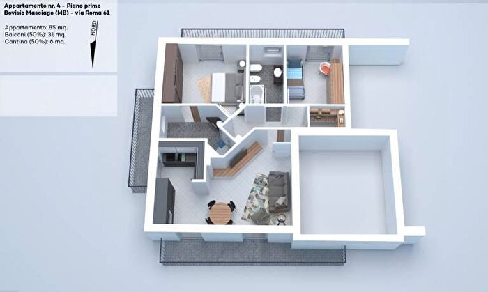 Appartamento trilocale in vendita in Via Roma, BovisioMasciago