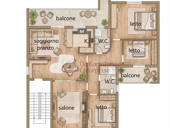 Appartamento con 5 locali in vendita in Via Papa Pio XII, Capurso