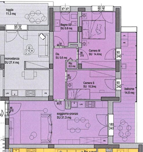 Appartamento trilocale in vendita in Pisa
