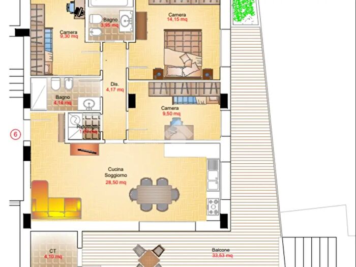 Appartamento quadrilocale in vendita in Piazzetta Giuseppe Dossi, Rimini