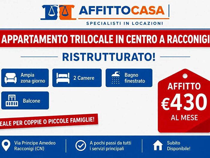 Appartamento trilocale in affitto in Via Principe Amedeo, Centro, Racconigi