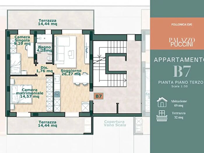 Appartamento trilocale in vendita in Via Puccini, Follonica