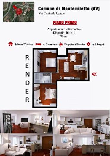 Appartamento trilocale in vendita in Contrada Canale, Montemiletto