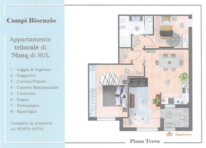 Appartamento quadrilocale in vendita in Via Ugo Foscolo, Campi Bisenzio