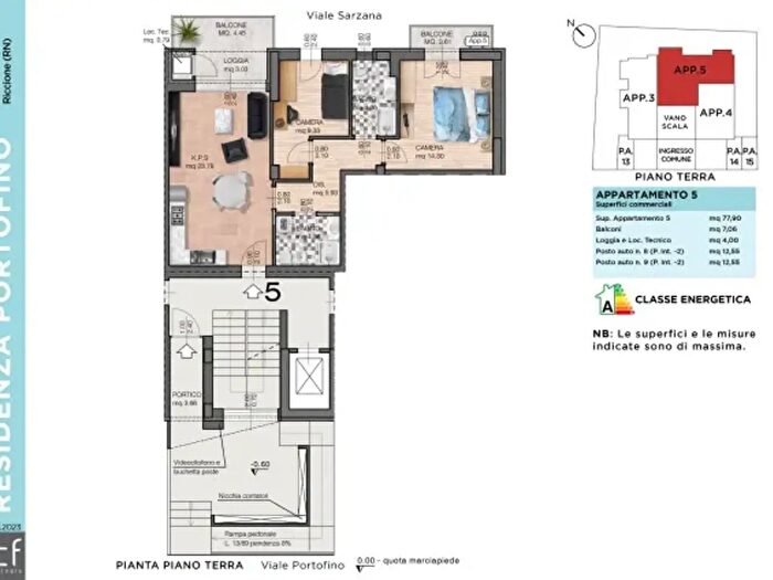 Appartamento trilocale in vendita in Riccione