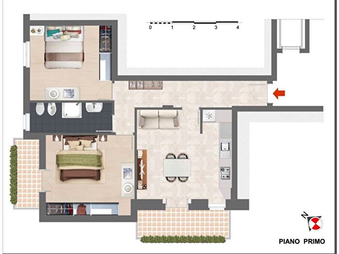 Appartamento trilocale in affitto in Via Negroli, Argonne Corsica, Milano