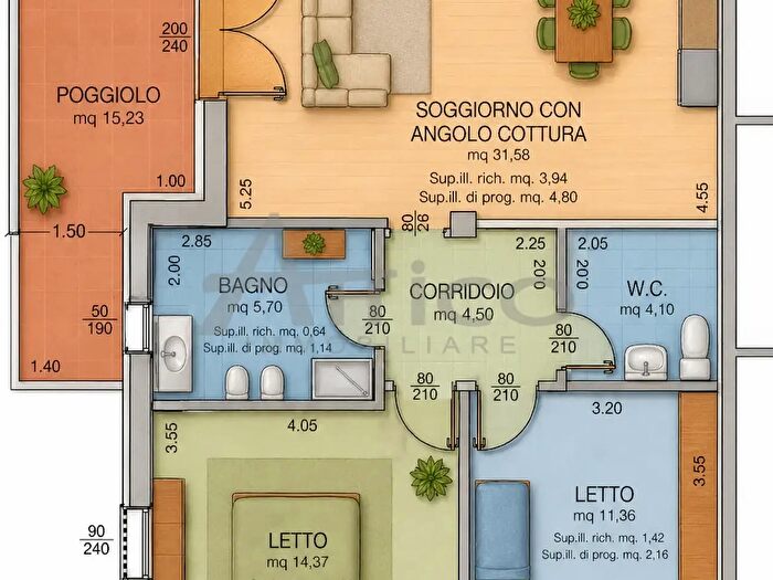 Appartamento quadrilocale in vendita in Via Vincenzo Giudice Ro, Rovigo