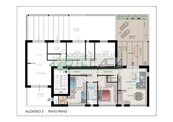 Appartamento trilocale in vendita in Cascina