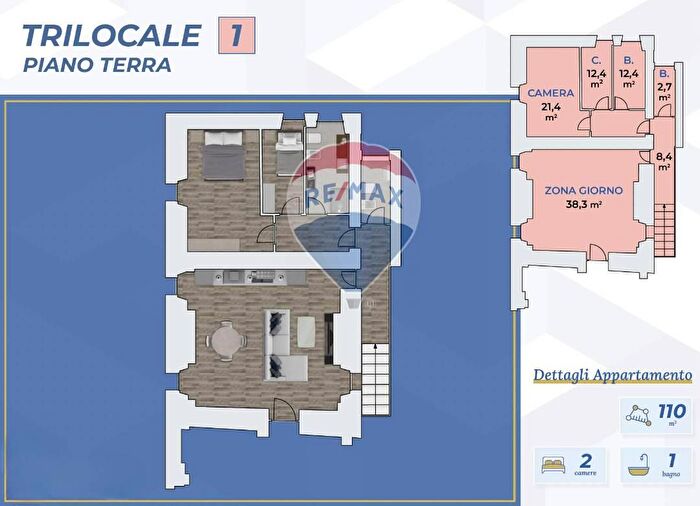 Appartamento trilocale in vendita in Via Roma, Treviolo