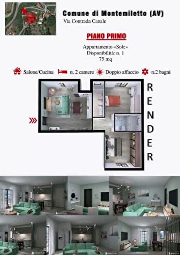 Appartamento trilocale in vendita in Contrada Canale, Montemiletto