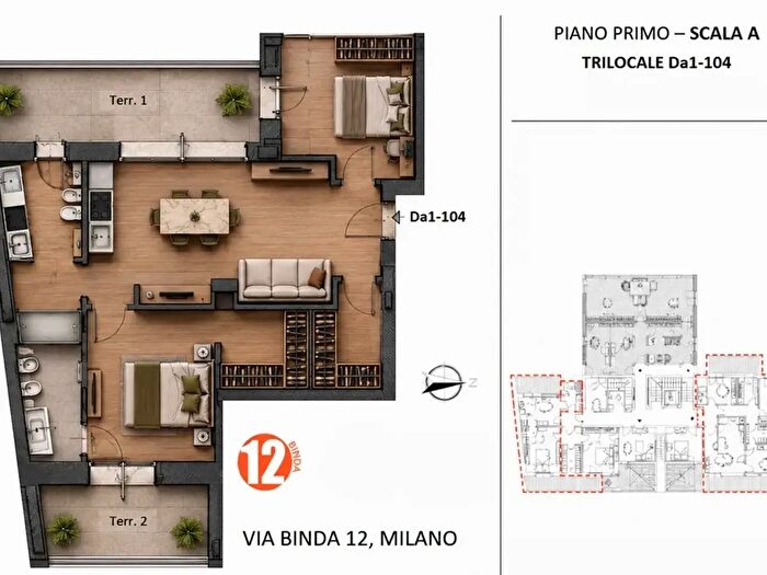 Appartamento trilocale in vendita in Via Binda, Milano