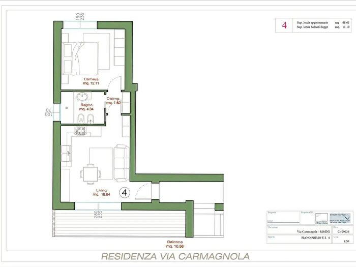 Appartamento bilocale in vendita in Via Carmagnola, Rimini