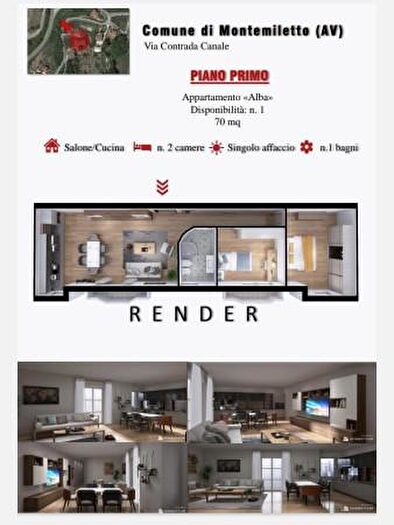 Appartamento trilocale in vendita in Contrada Canale, Montemiletto